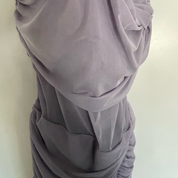 Abercrombie and Fitch Mesh Asymmetrical Off-The-Shoulder Draped Maxi Dress - Picture 3 of 12